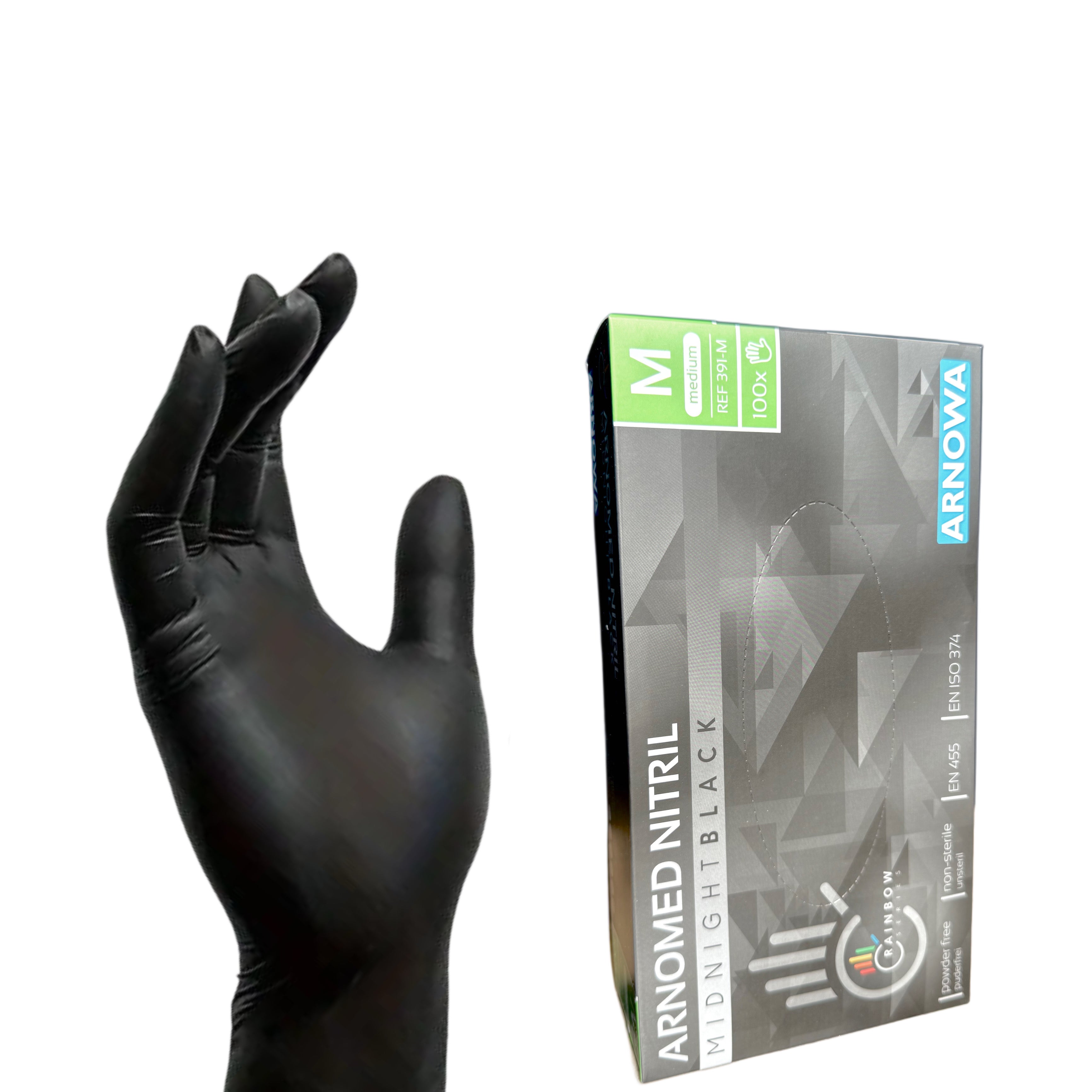 ARNOMED Nitril Handschuhe Schwarz XS–M – puderfrei 100 Stück