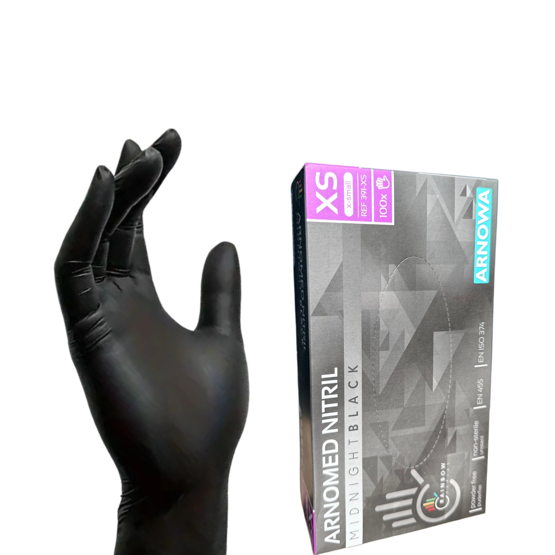 Nitril-Einweghandschuhe Schwarz XS–M