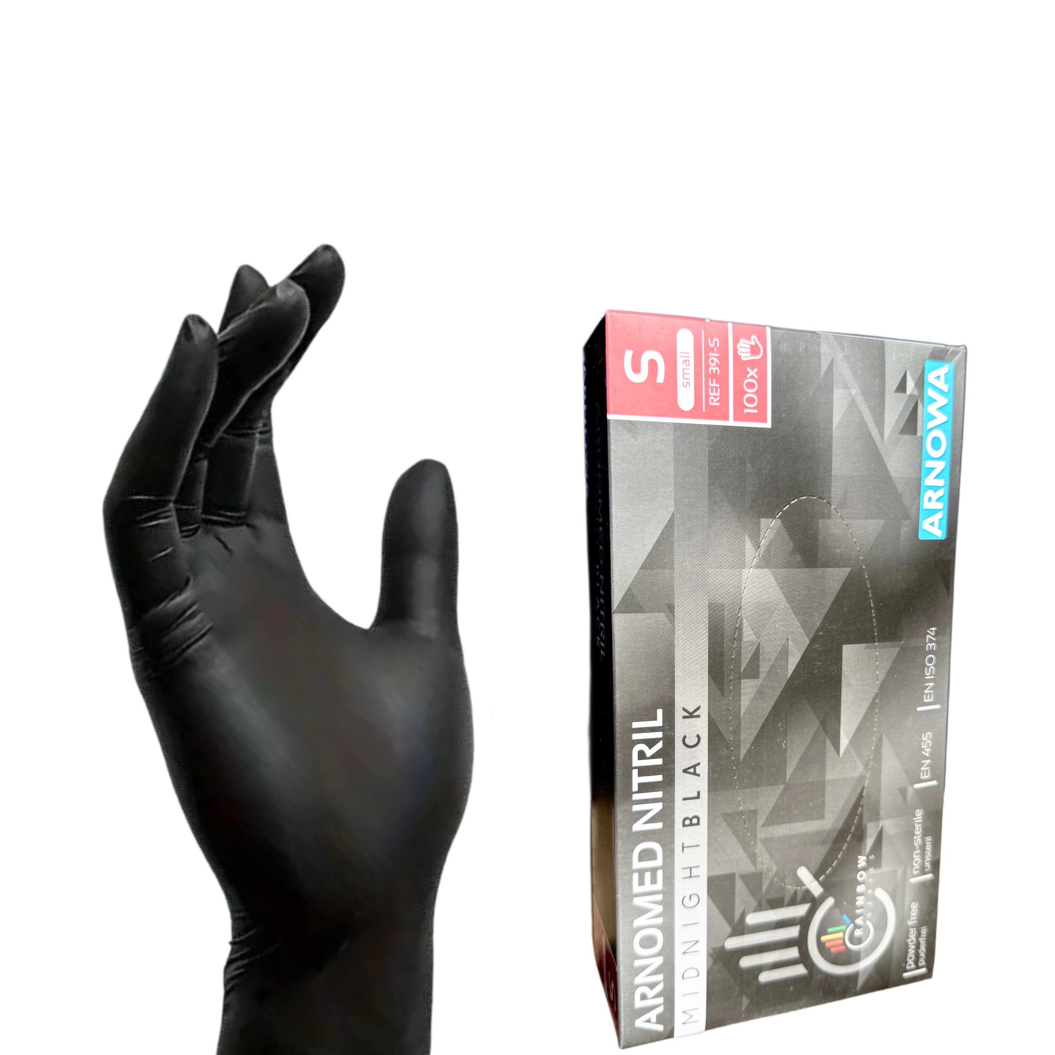 ARNOMED Nitril Handschuhe Schwarz XS–M – puderfrei 100 Stück