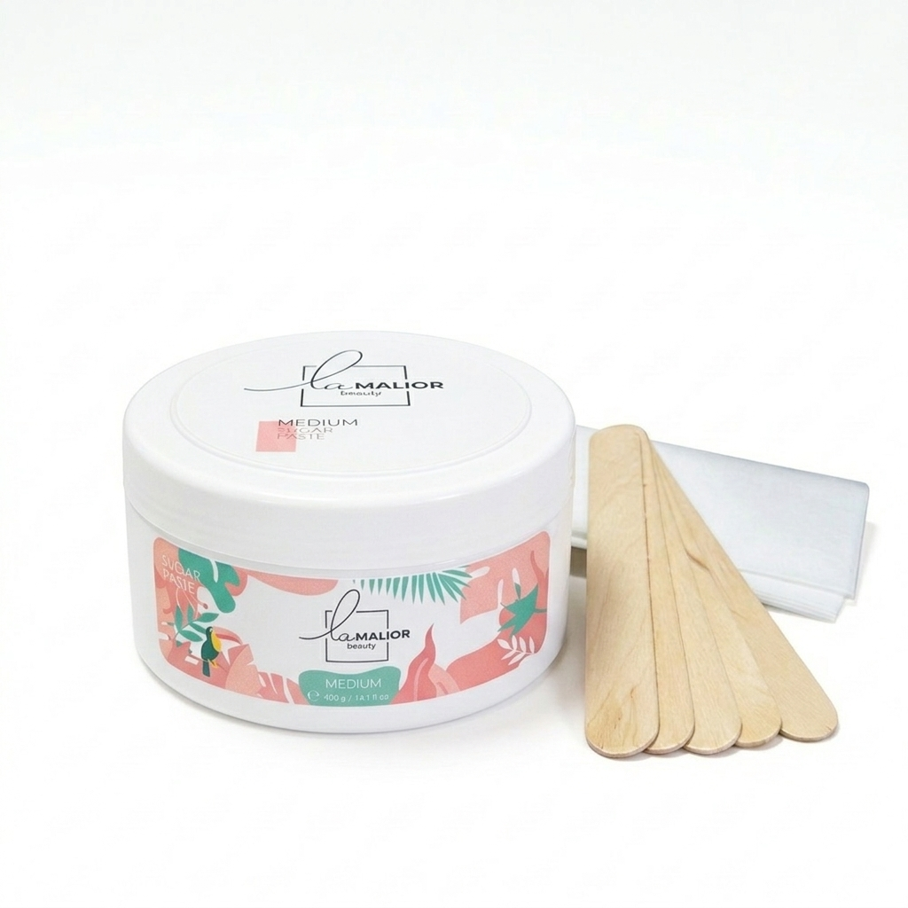 Sugaring Starterset Medium – 400 g Zuckerpaste mit Vliesstreifen & Spateln