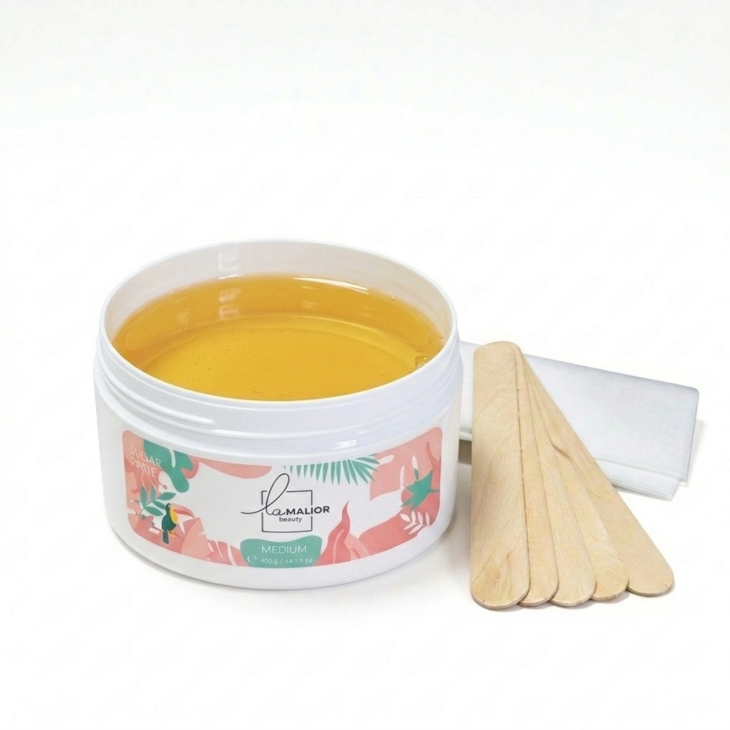 Sugaring Starter Set Medium – 400g Sugar Paste with Non-Woven Strips & Spatulas